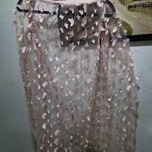 Sheer Pink Butterflies Overlay Spring Summer Apron